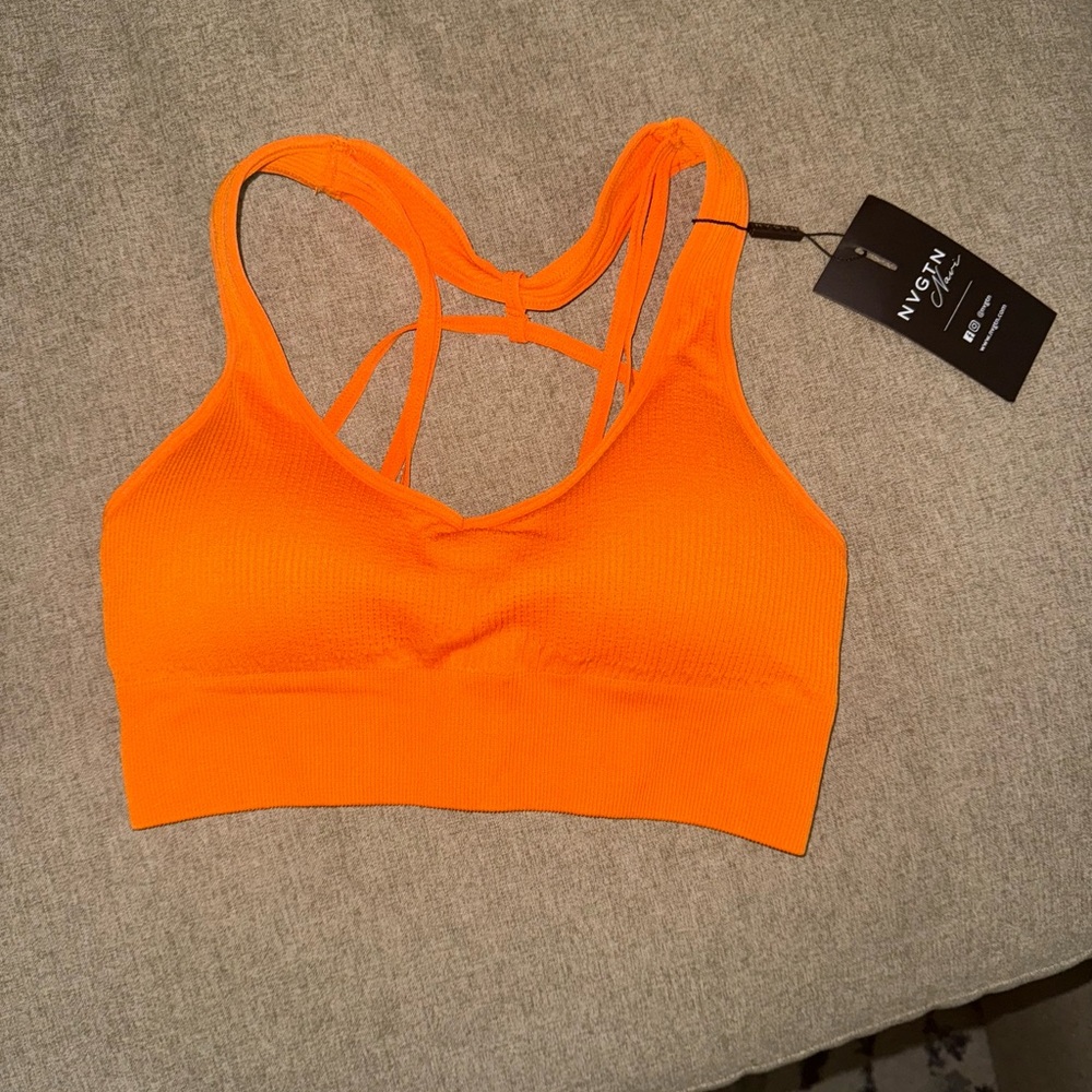 NVGTN Orange Seamless Strappy Sports Bra